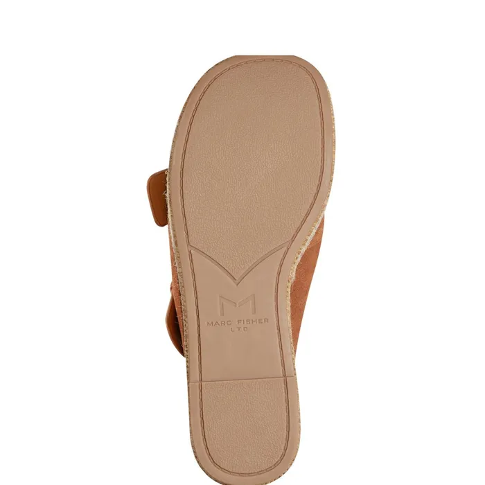 Women Palery Platform Buckle Slide Sandal Brown Leather Marc Fisher Sandals