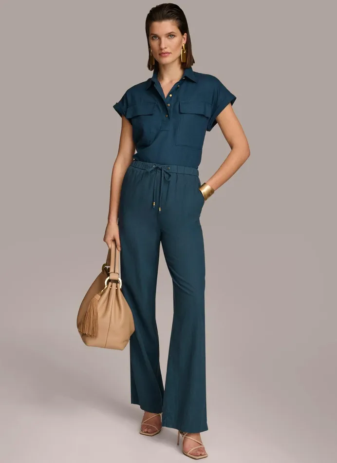 Women Pants Donna Karan DRAWSTRING PANT Tide Navy