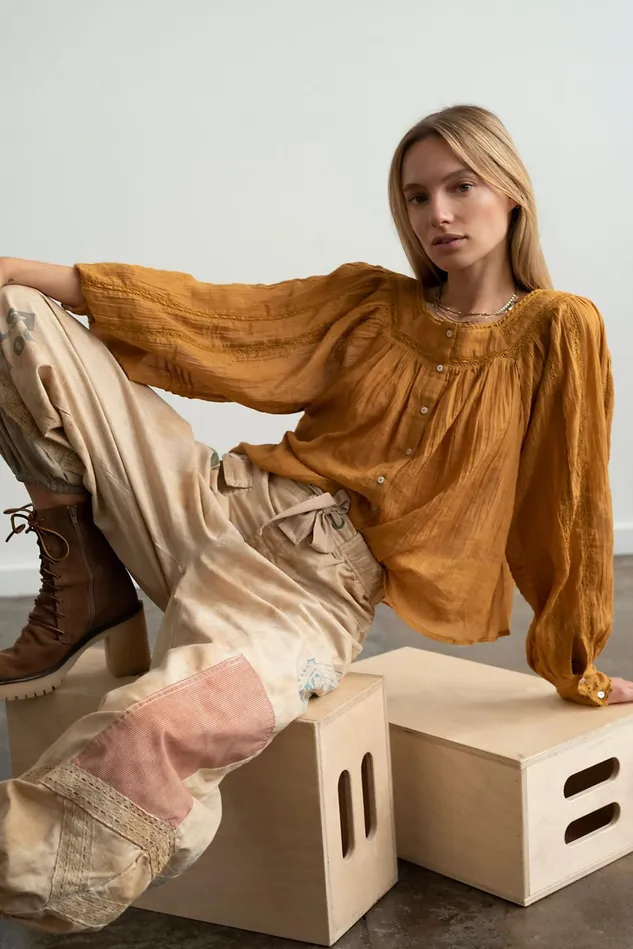 Women Pants Free People Long Time Gone Balloon Pants Trail Combo