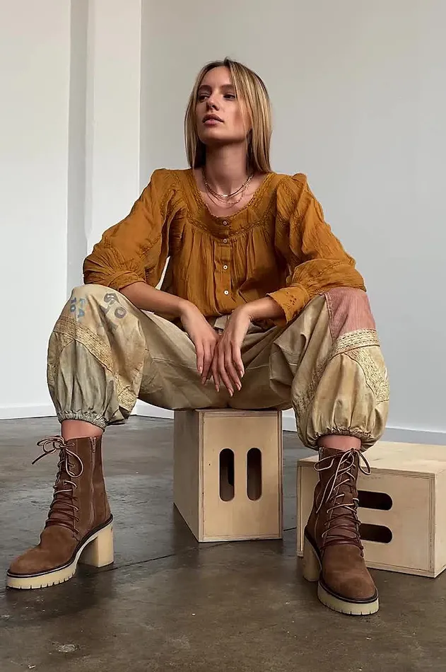 Women Pants Free People Long Time Gone Balloon Pants Trail Combo