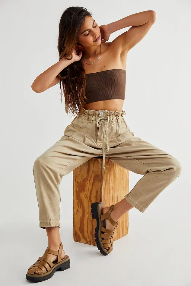 Women Pants Free People Margate Pleated Trouser Summer Green