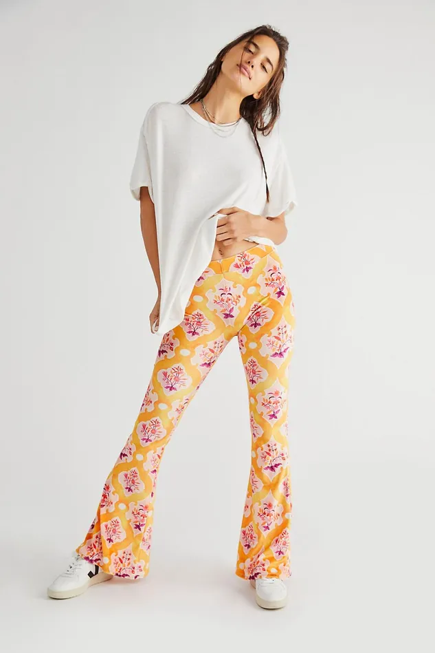 Women Pants Free People Mercia Flare Pants Mustard