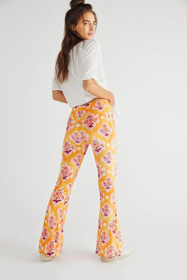 Women Pants Free People Mercia Flare Pants Mustard