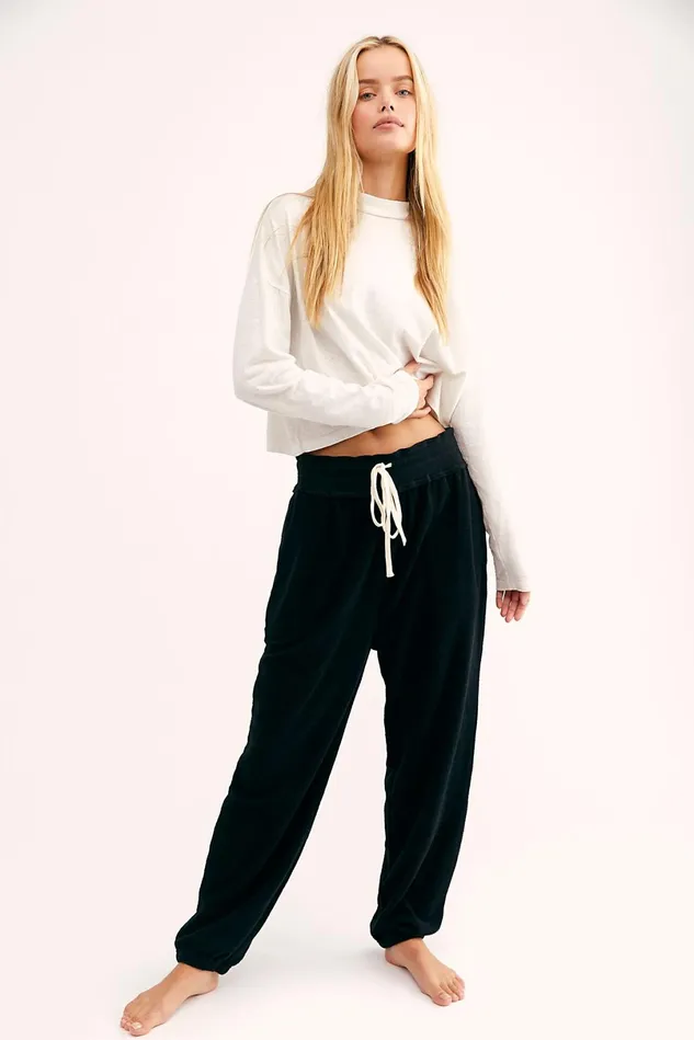 Women Pants Free People Slouch Jogger Black