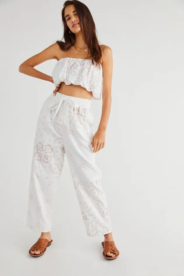 Women Pants Free People Weekender Set Ivory Combo