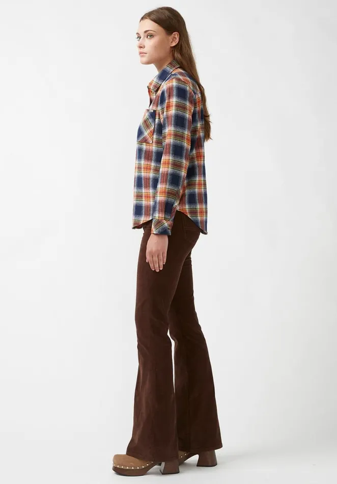 Women Percy Navy Orange Plaid Women039s Button Down Shirt Navy Org Plaid Buffalo David Bitton Sweaters