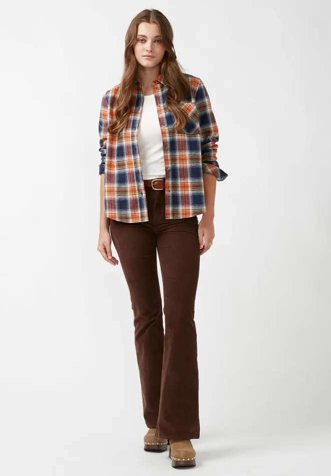 Women Percy Navy Orange Plaid Women039s Button Down Shirt Navy Org Plaid Buffalo David Bitton Sweaters
