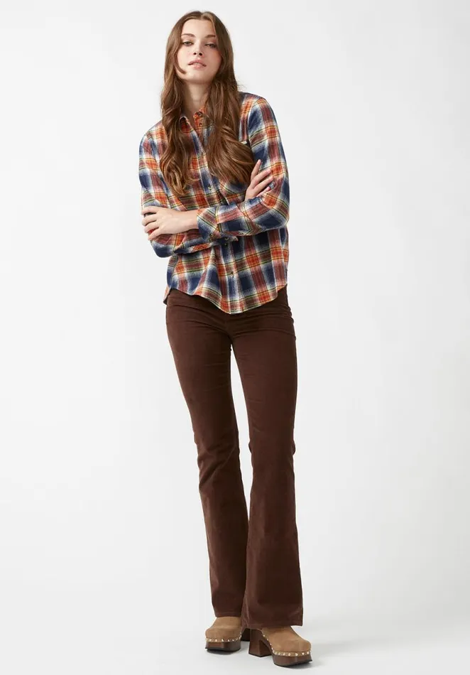 Women Percy Navy Orange Plaid Women039s Button Down Shirt Navy Org Plaid Buffalo David Bitton Sweaters