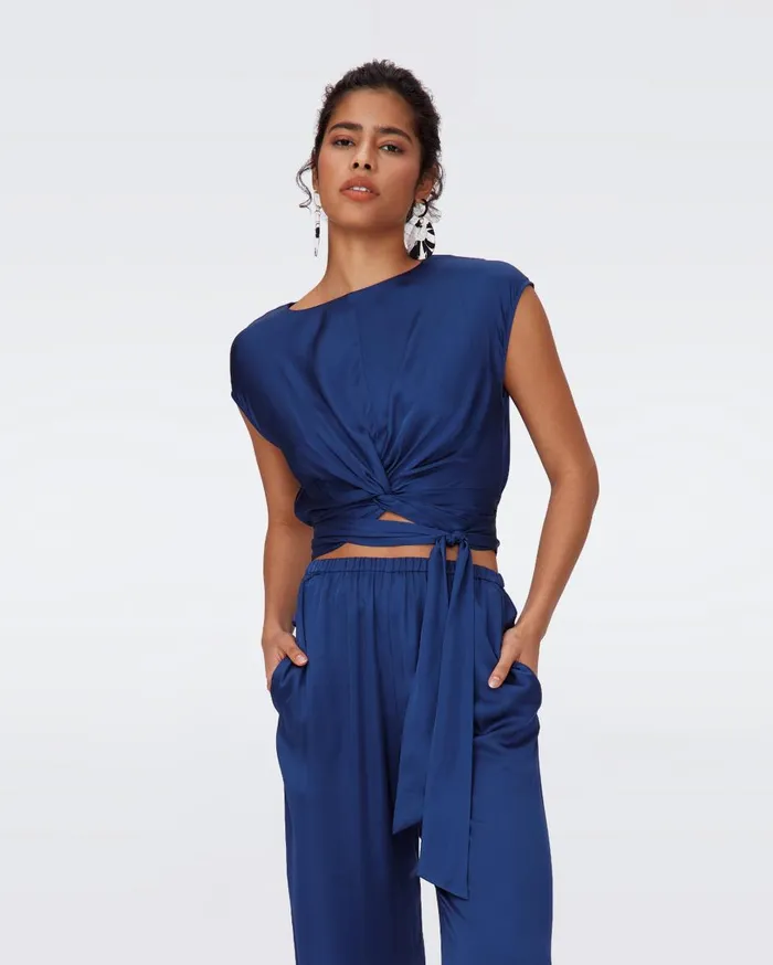Women Persephone Top Indigo DVF Tops