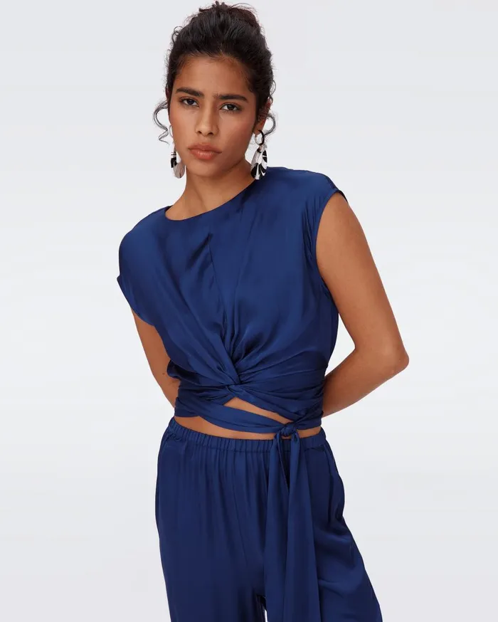 Women Persephone Top Indigo DVF Tops