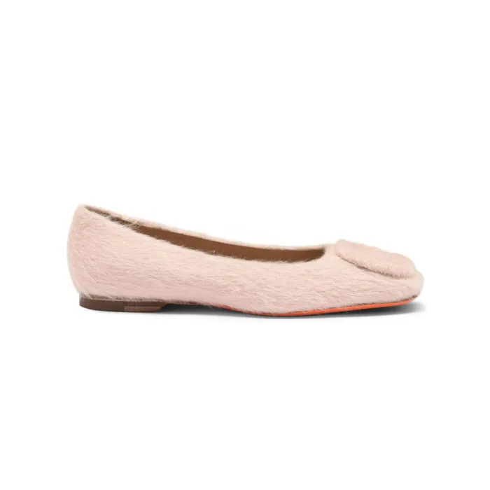 Women Pink Wool Ballet Flat Santoni Flats Shoes