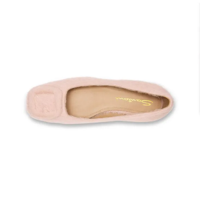 Women Pink Wool Ballet Flat Santoni Flats Shoes