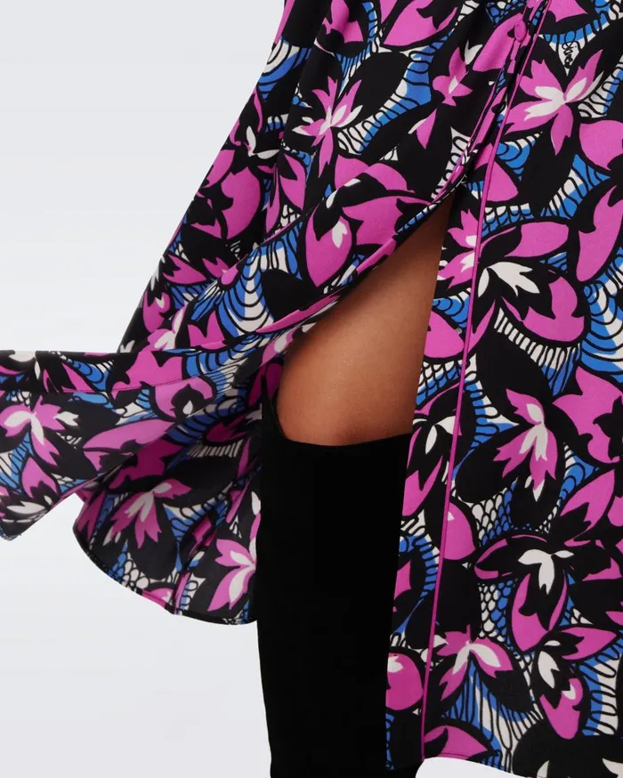 Women Porsha Dress Fishnet Floral Purple Blush DVF Dresses