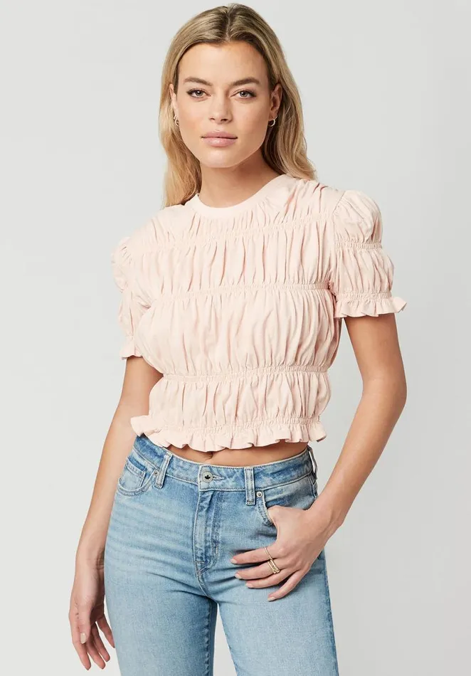 Women Rachelle Ruched Top Peach Whip Buffalo David Bitton Tops and Tees
