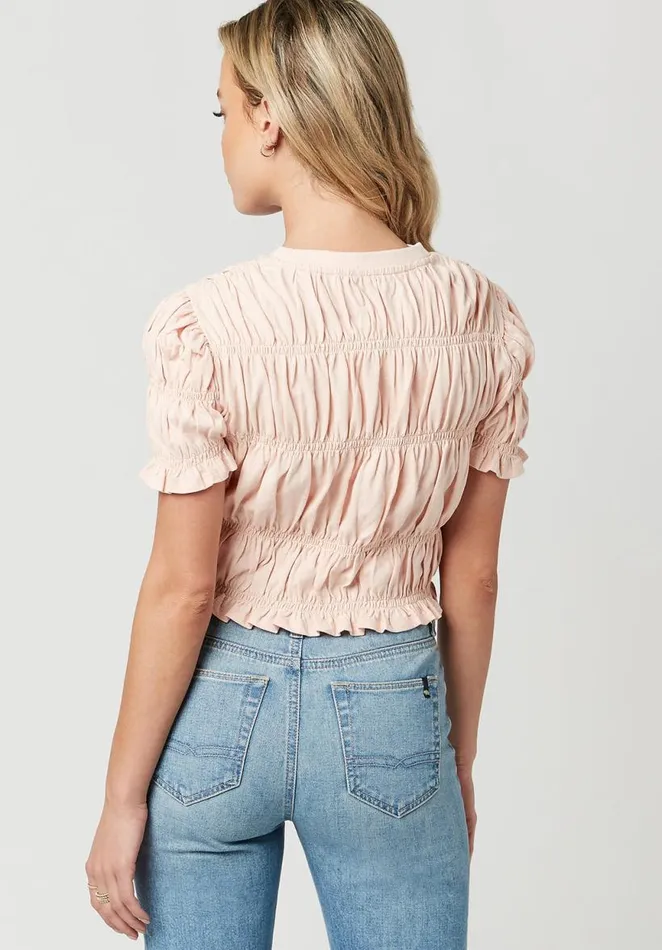 Women Rachelle Ruched Top Peach Whip Buffalo David Bitton Tops and Tees