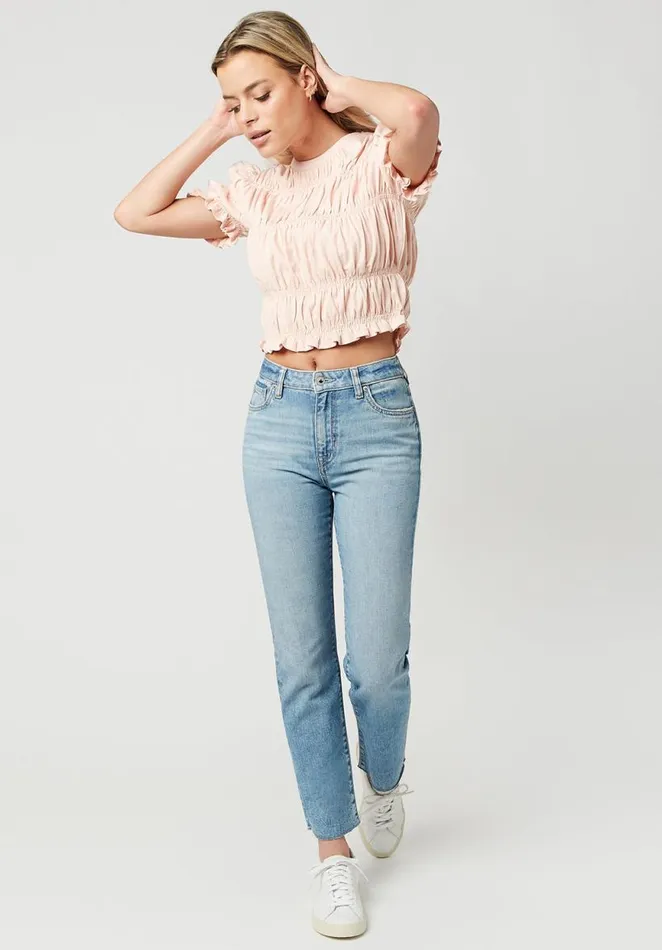 Women Rachelle Ruched Top Peach Whip Buffalo David Bitton Tops and Tees