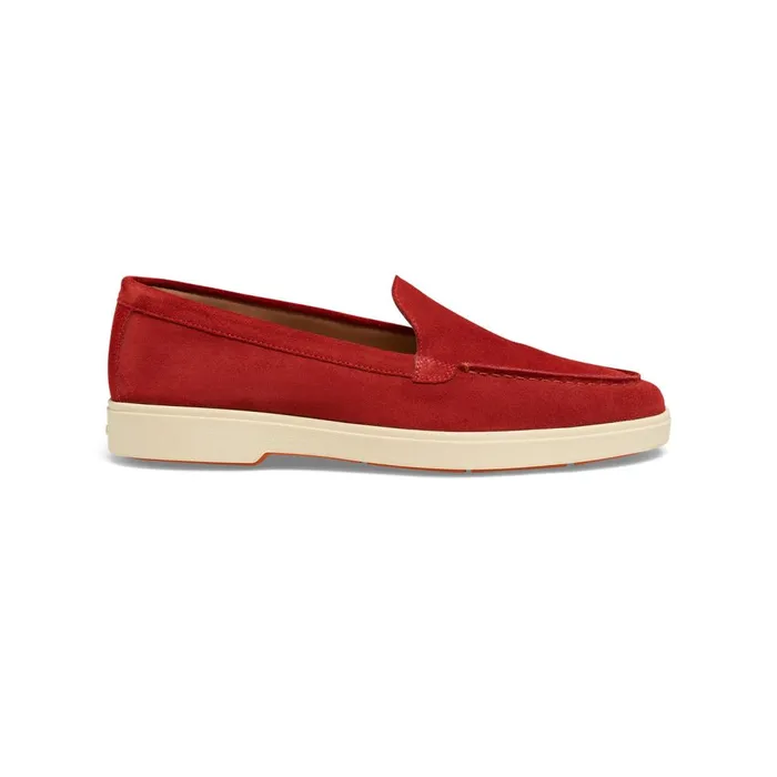 Women Red Suede Loafer Santoni Loafers