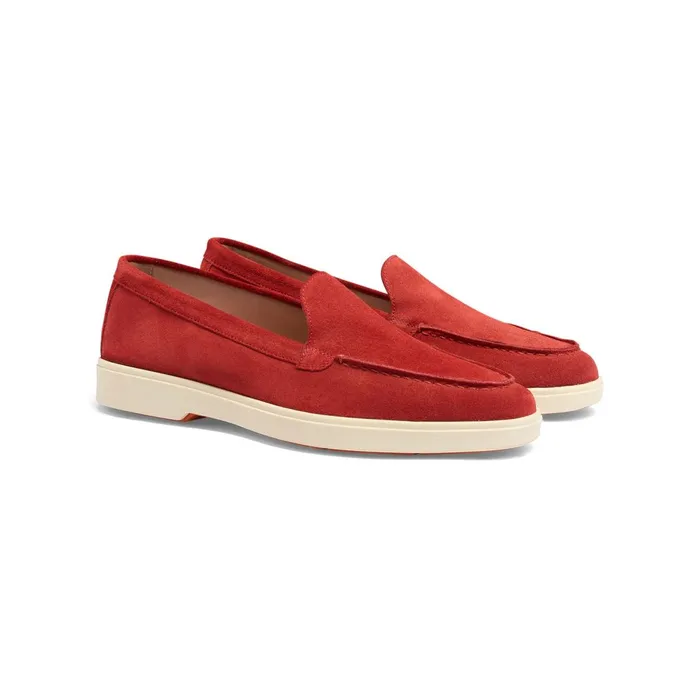 Women Red Suede Loafer Santoni Loafers