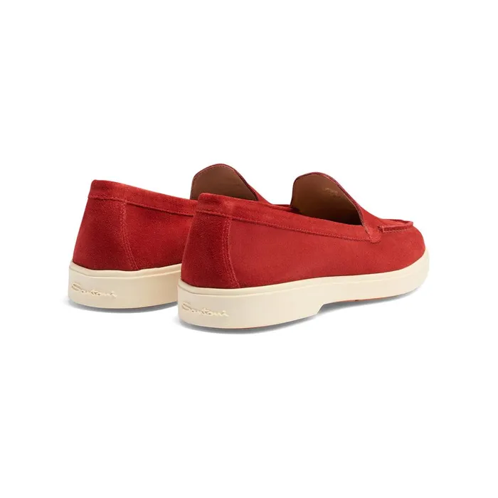 Women Red Suede Loafer Santoni Loafers