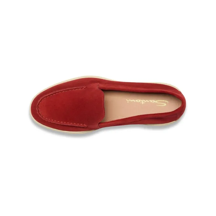 Women Red Suede Loafer Santoni Loafers