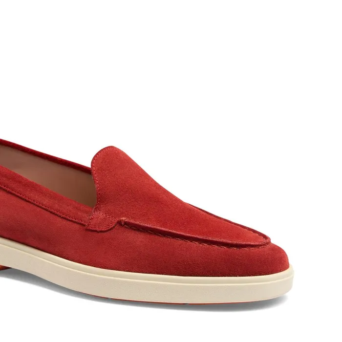 Women Red Suede Loafer Santoni Loafers