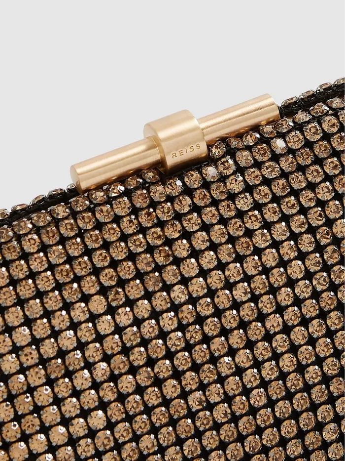 Women Reiss Bags Adaline Embellished Clutch Bag Gold