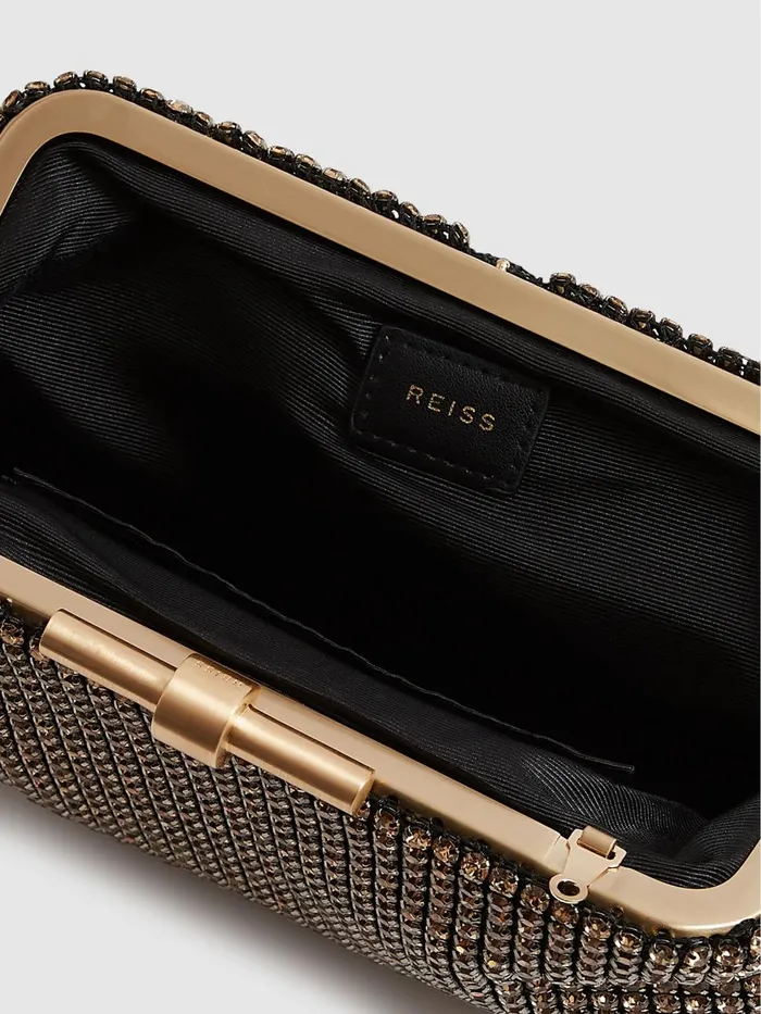 Women Reiss Bags Adaline Embellished Clutch Bag Gold