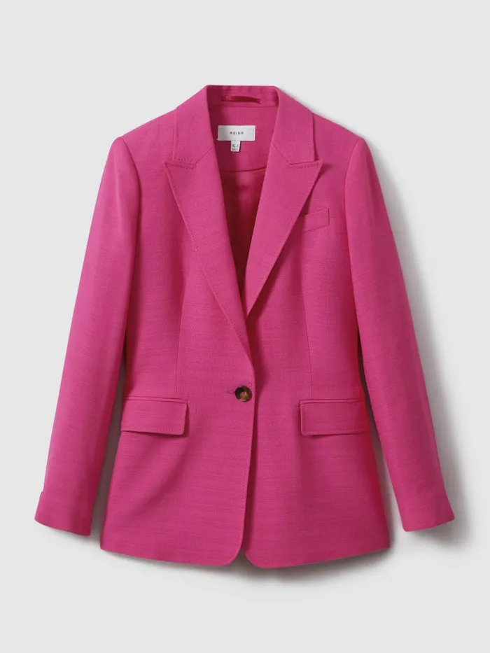 Women Reiss Blazers Hewey Tailored Textured Single Breasted Suit Blazer Pink