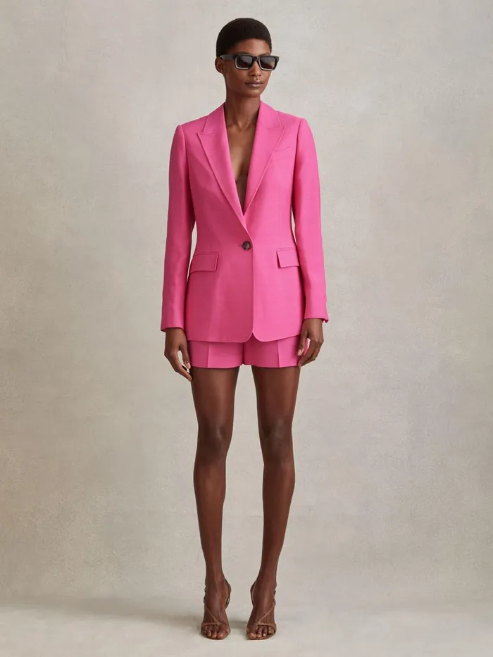 Women Reiss Blazers Hewey Tailored Textured Single Breasted Suit Blazer Pink