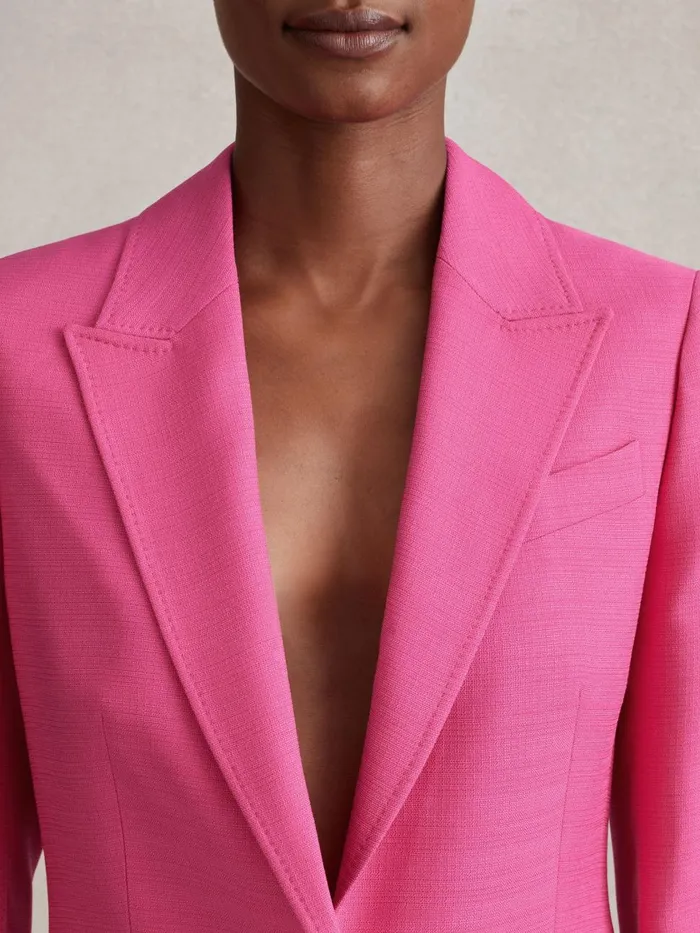 Women Reiss Blazers Hewey Tailored Textured Single Breasted Suit Blazer Pink