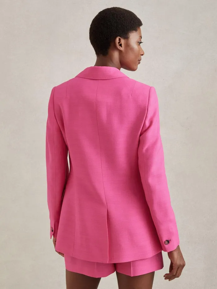 Women Reiss Blazers Hewey Tailored Textured Single Breasted Suit Blazer Pink