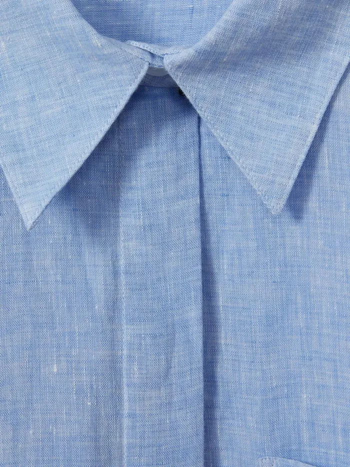 Women Reiss Blouses and Shirts Campbell Linen Long Sleeve Shirt Blue