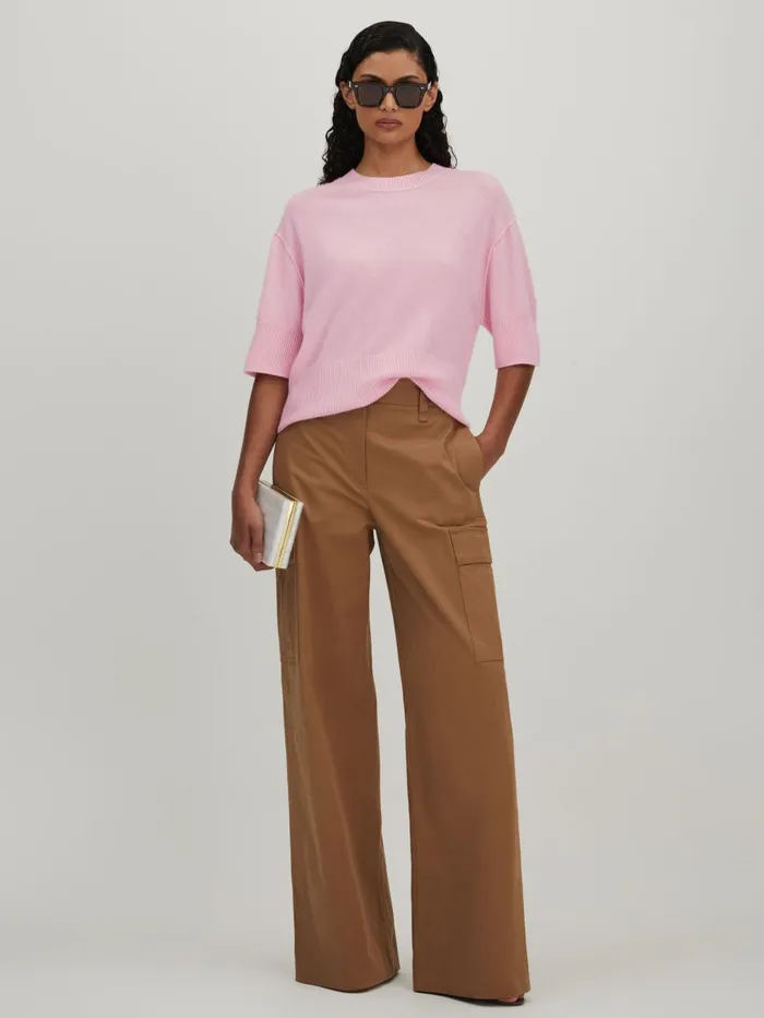 Women Reiss Blouses and Shirts Collection Cashmere Oversized TShirt Pink
