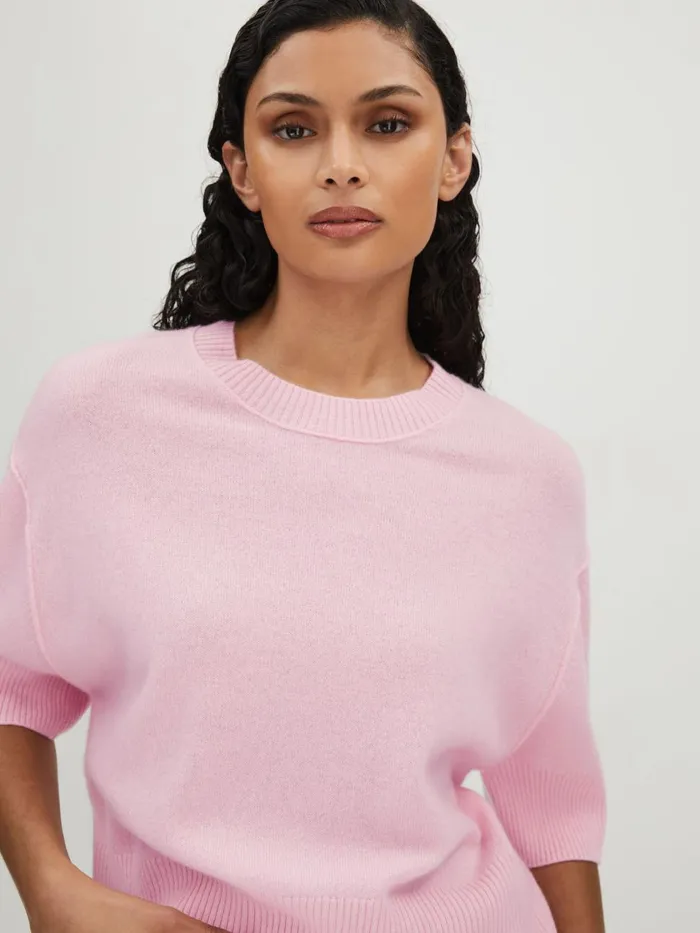Women Reiss Blouses and Shirts Collection Cashmere Oversized TShirt Pink