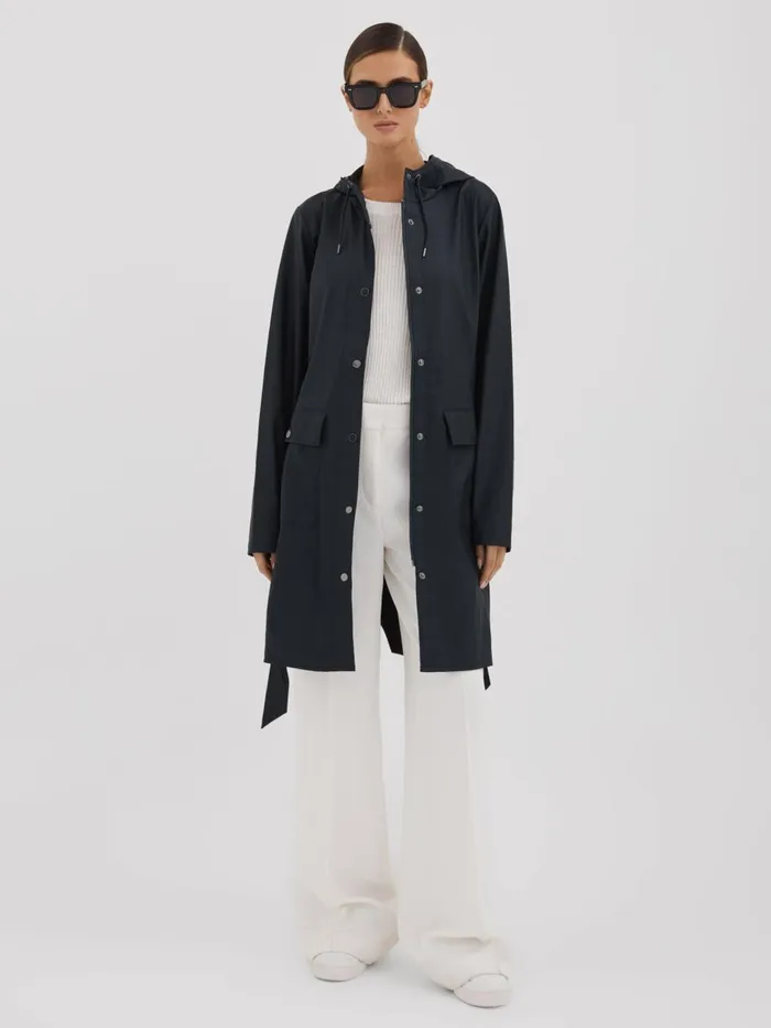 Women Reiss Coats Belted Raincoat Navy