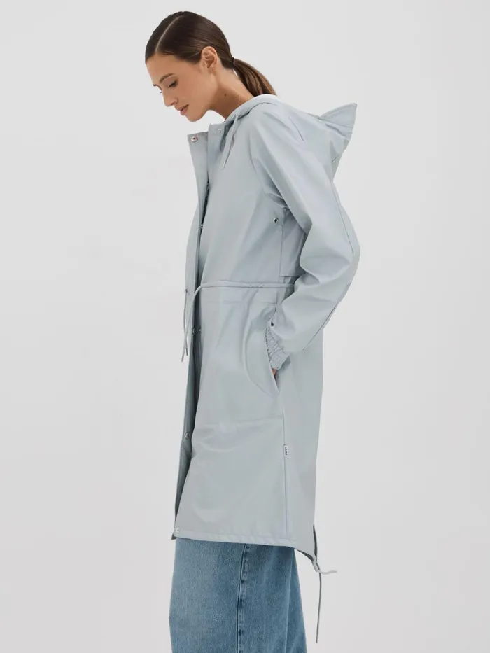 Women Reiss Coats Drawstring Parka Raincoat Light Blue