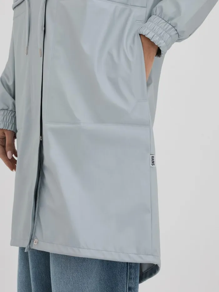 Women Reiss Coats Drawstring Parka Raincoat Light Blue