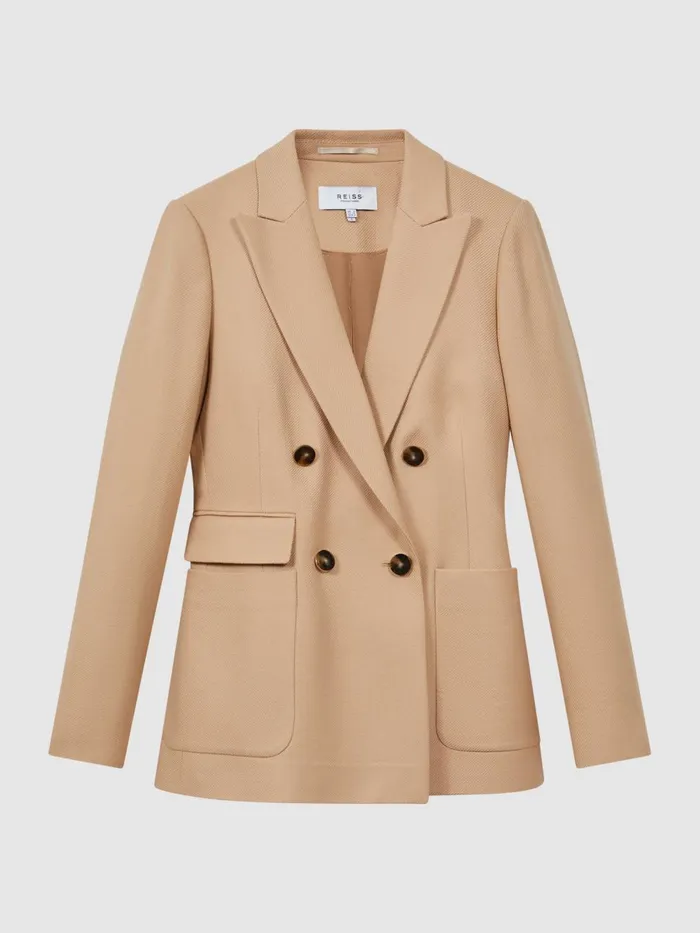 Women Reiss Coats Larsson Double Breasted Twill Blazer Light Camel