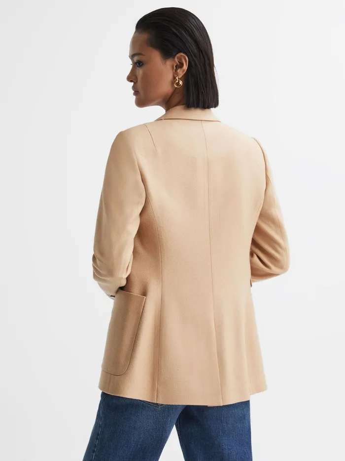 Women Reiss Coats Larsson Double Breasted Twill Blazer Light Camel