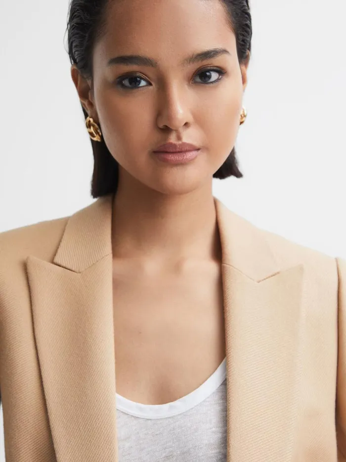 Women Reiss Coats Larsson Double Breasted Twill Blazer Light Camel