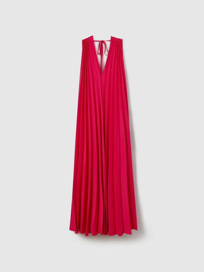 Women Reiss Dresses Loreli Pleated Cape Sleeve Midi Dress Coral