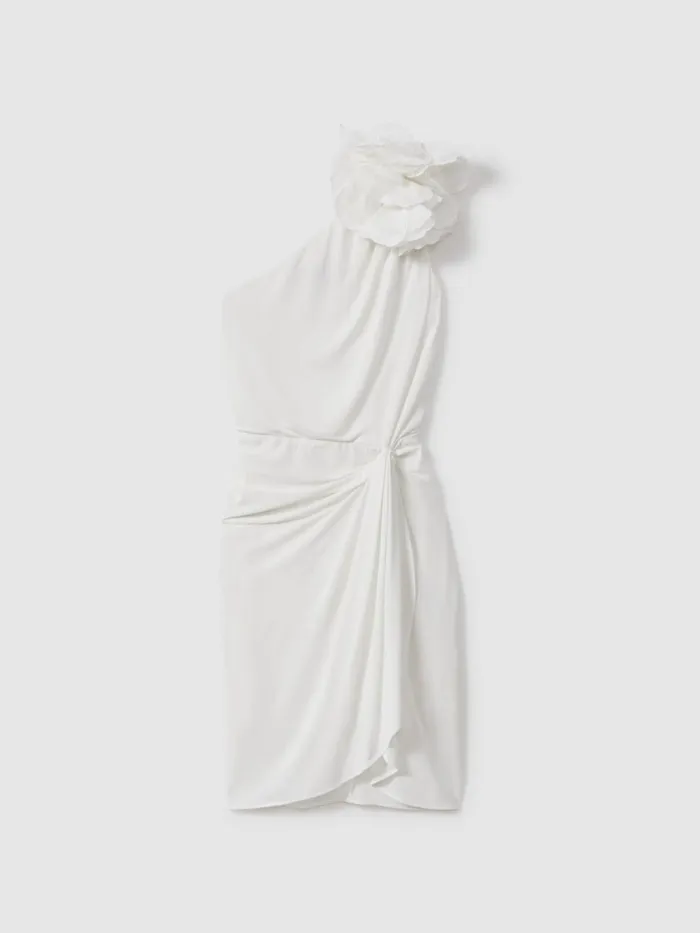 Women Reiss Dresses OneShoulder Ruffle Mini Dress White