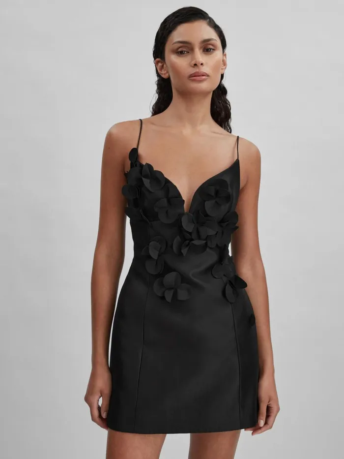 Women Reiss Dresses Ruffle Mini Dress Black