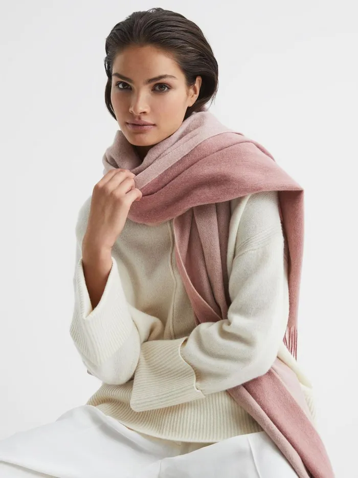 Women Reiss Hats Gloves and Scarves Picton WoolCashmere Scarf Blush