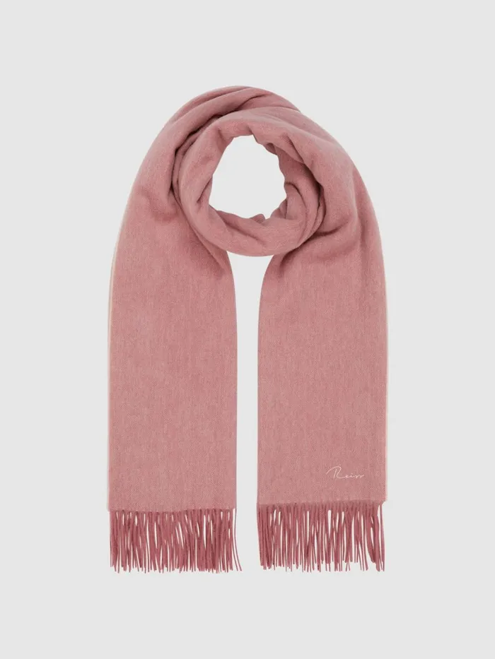 Women Reiss Hats Gloves and Scarves Picton WoolCashmere Scarf Blush