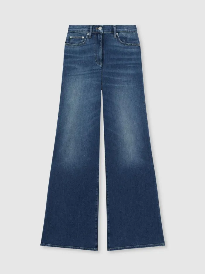 Women Reiss Jeans Ameria Palazzo Jeans Mid Blue