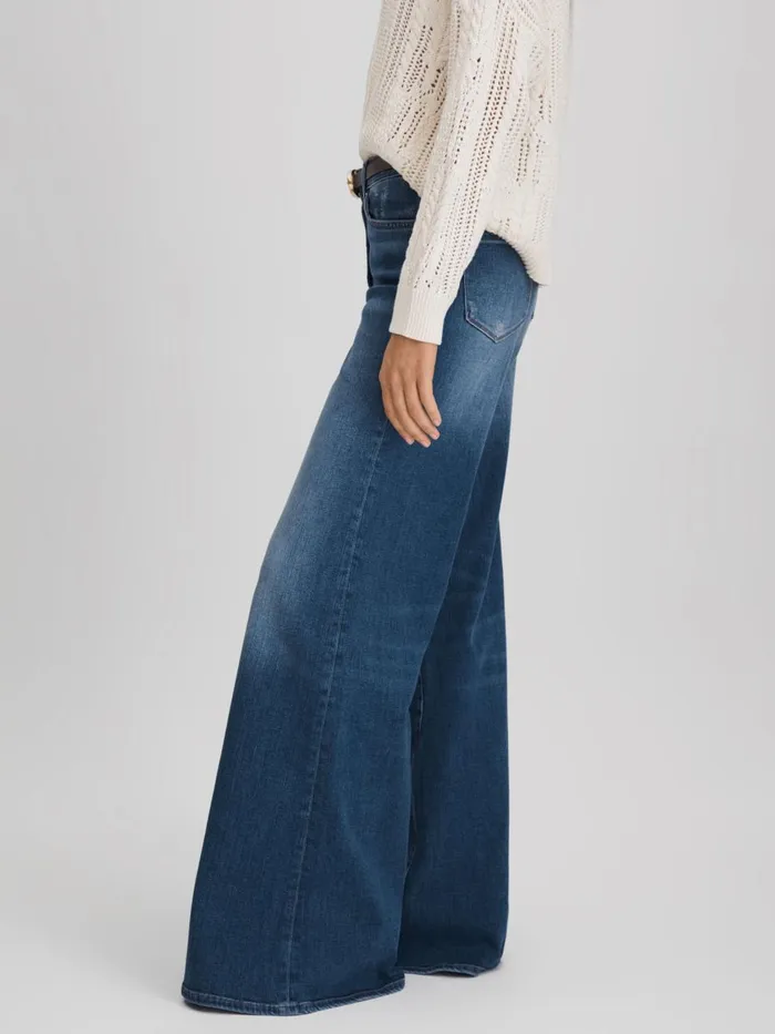 Women Reiss Jeans Ameria Palazzo Jeans Mid Blue