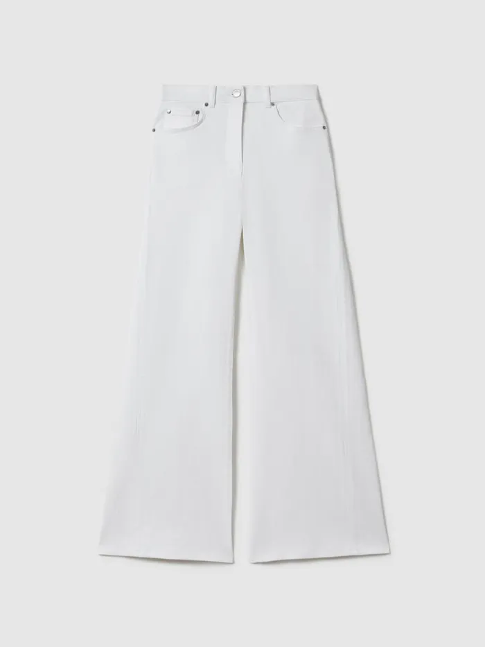 Women Reiss Jeans Maize Flared Side Seam Jeans White