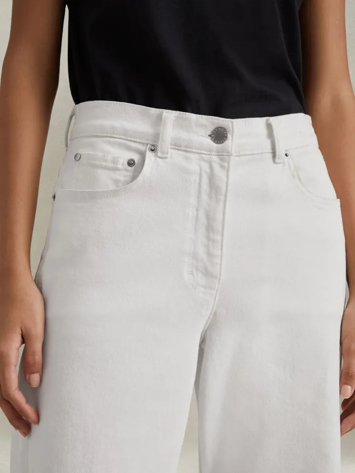 Women Reiss Jeans Maize Flared Side Seam Jeans White