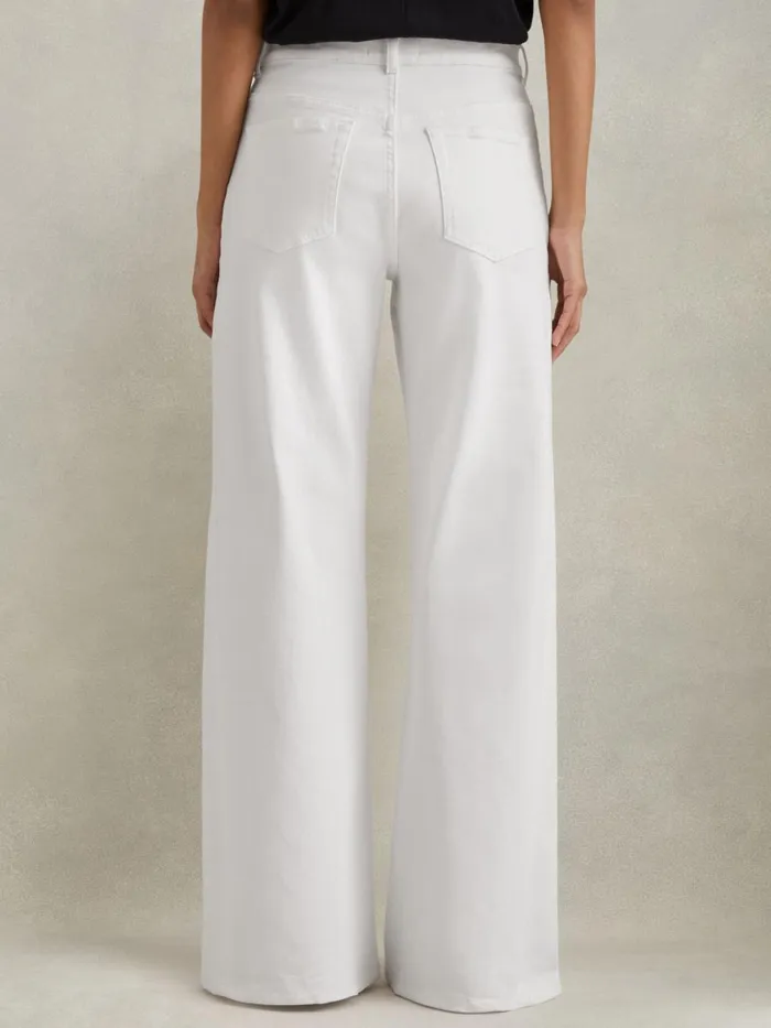 Women Reiss Jeans Maize Flared Side Seam Jeans White